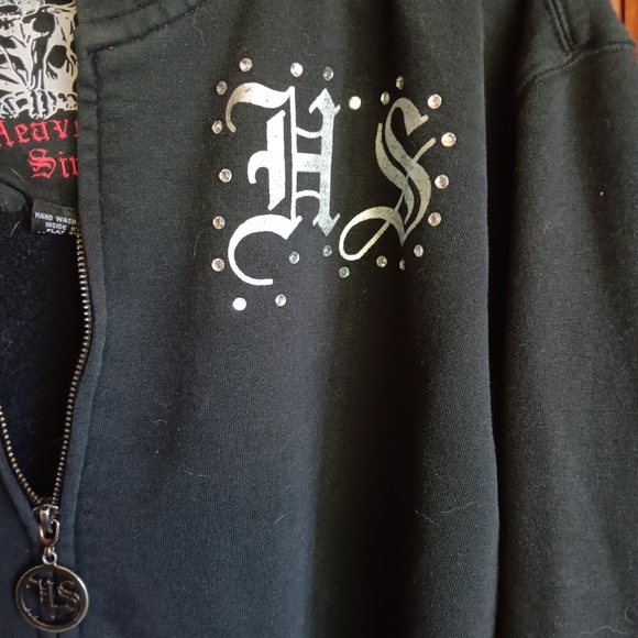 Heavenly Sins htf Vintage rhinestone Hoodie. Mising hoodie strings. L - Picture 5 of 7
